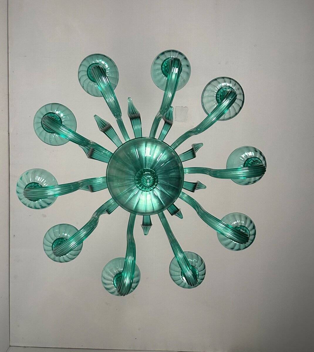 Venetian chandelier in emerald murano glass 10 arms of light