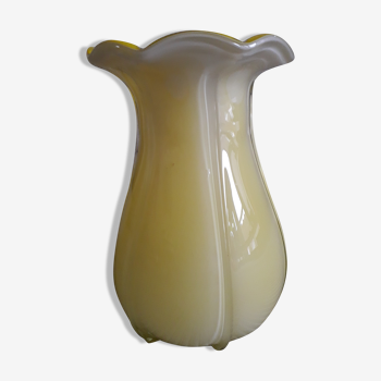 Vase vintage en verre de Murano de couleur jaune