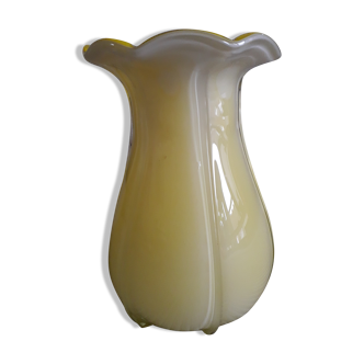 Vintage Murano glass vase in yellow color