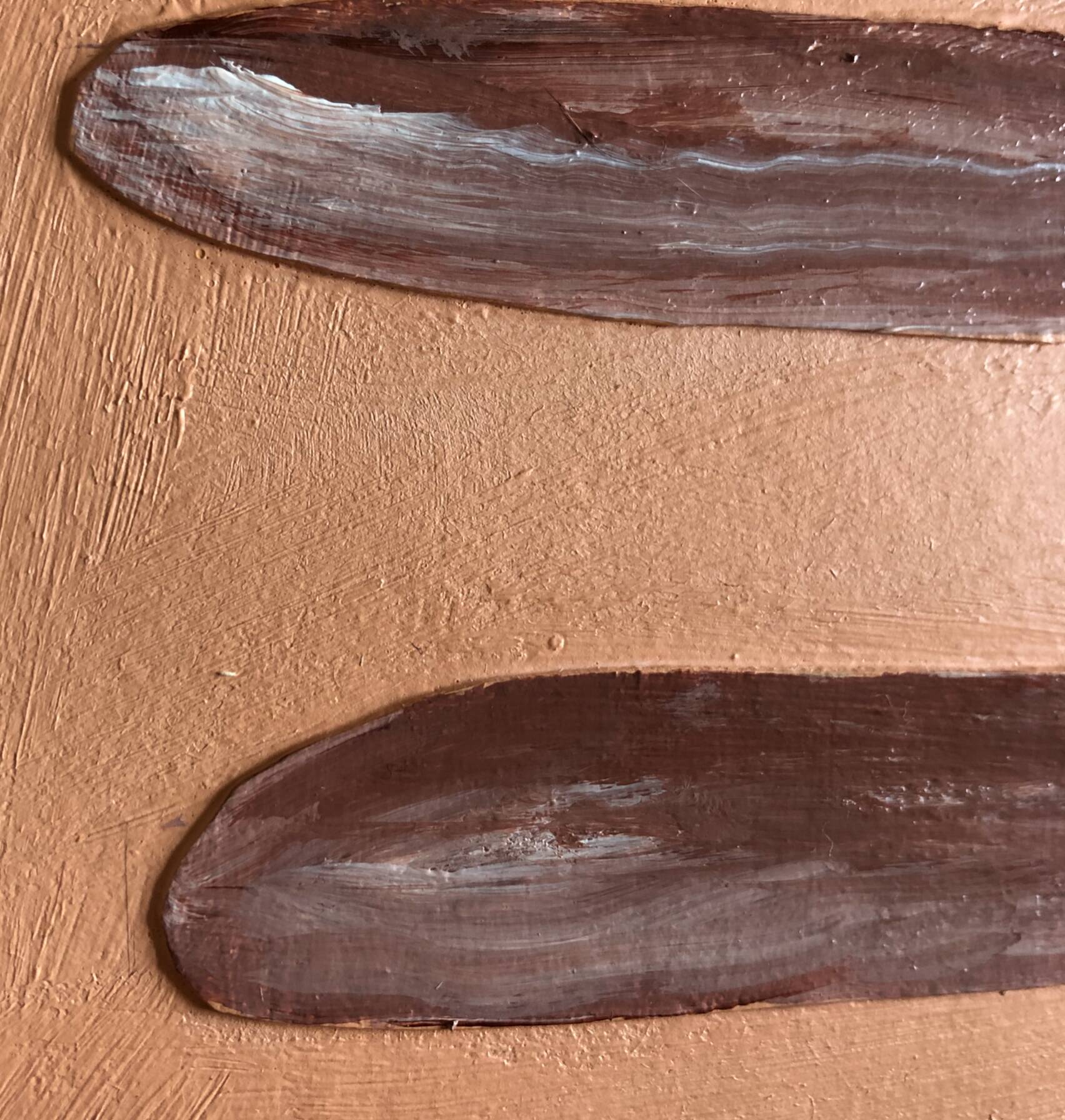 Set of two paintings, modern and minimalist art on paper, pastel peach color