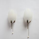 1950S leaf shaped brass and acrylic wall sconces