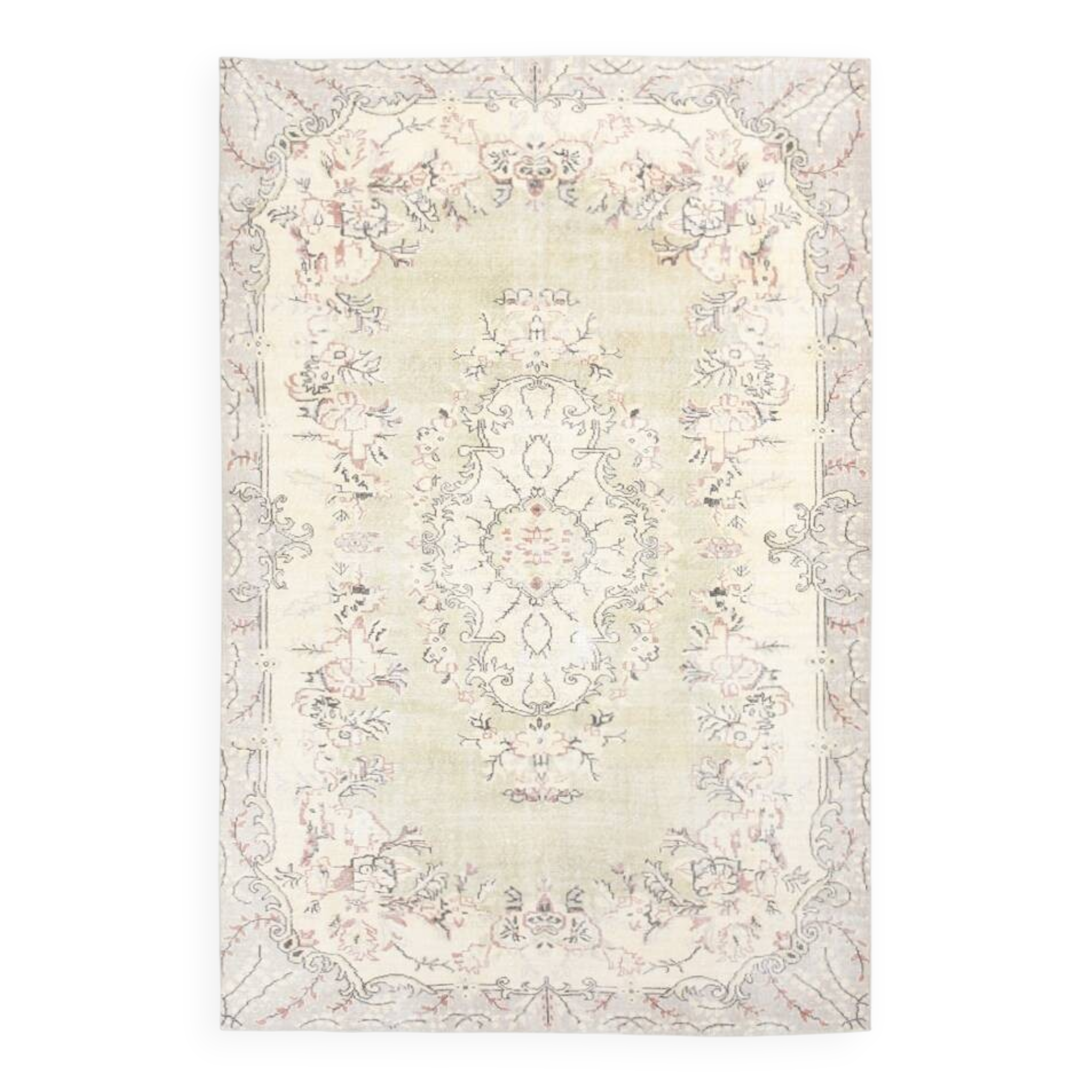 7x10 Cream Brown Oriental Vintage Area Rug, 203x308Cm SK 23587