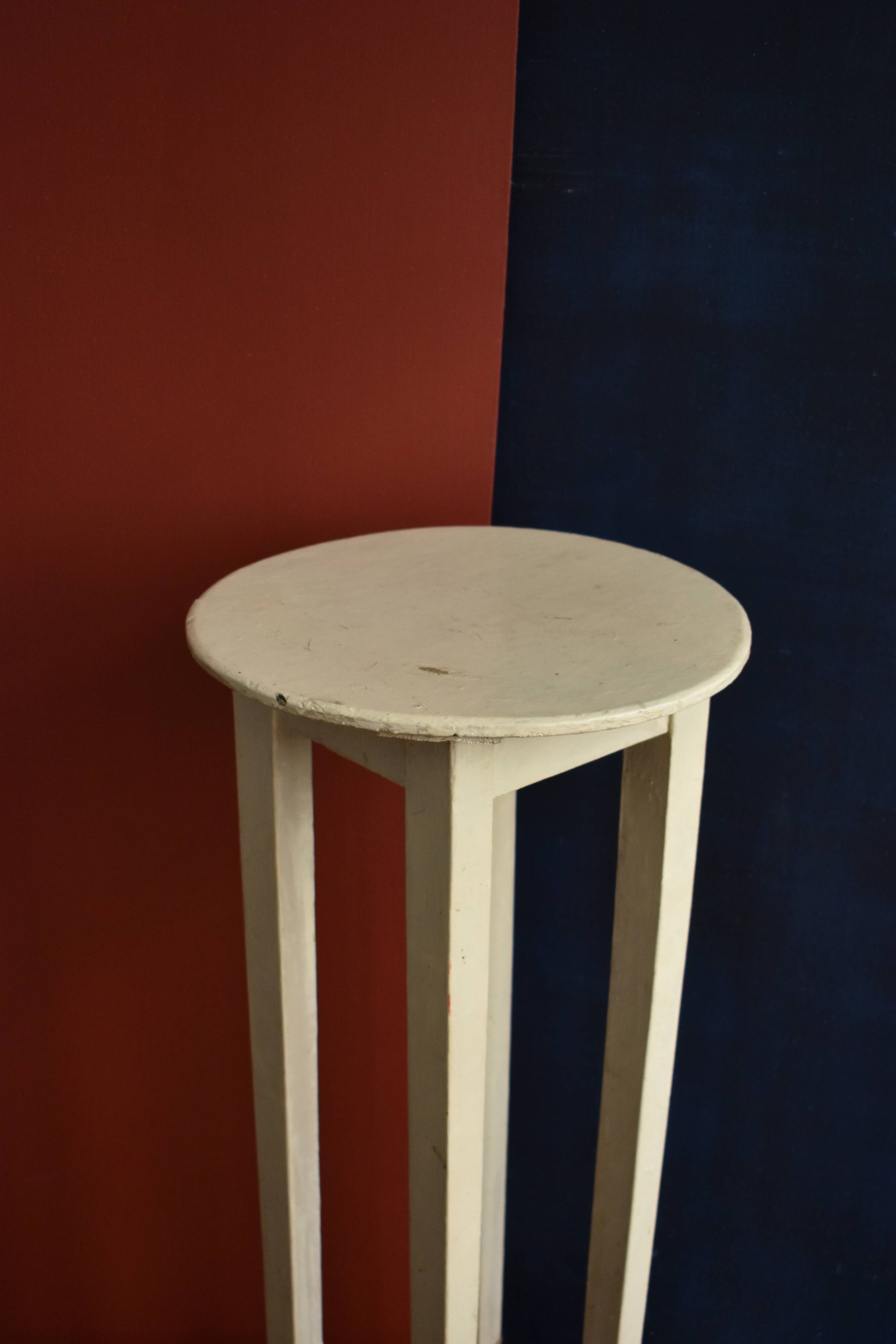 Old off-white wooden side table