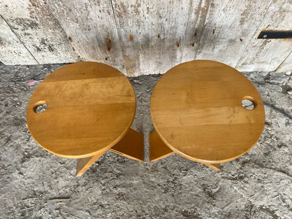 Paire de Tabouret Pliant SUZY Design Adrian Reed Style Roger Tallon Bo