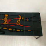 60's enamelled ceramic and metal coffee table