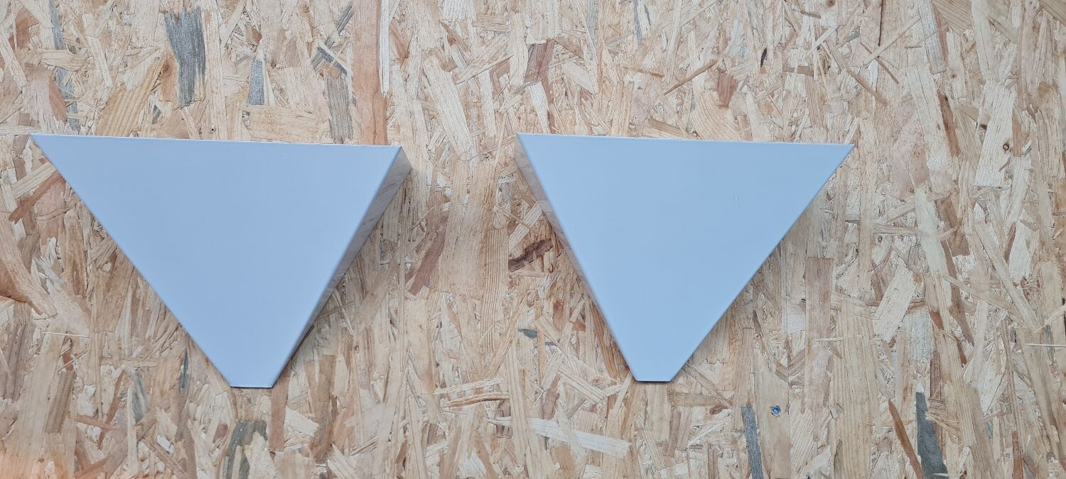 Pair of triangular lacquered metal sconces