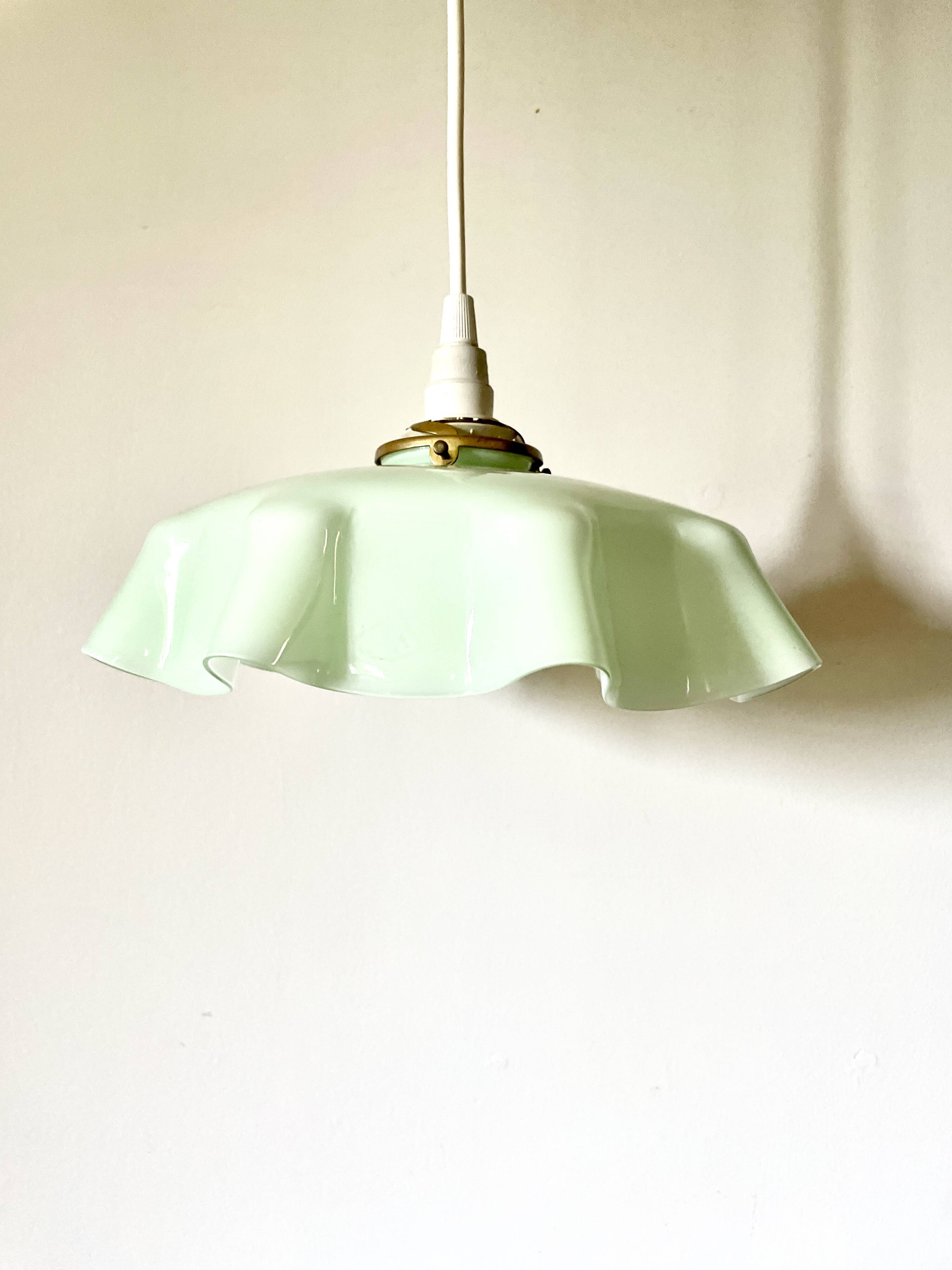 Mint green draped pendant light