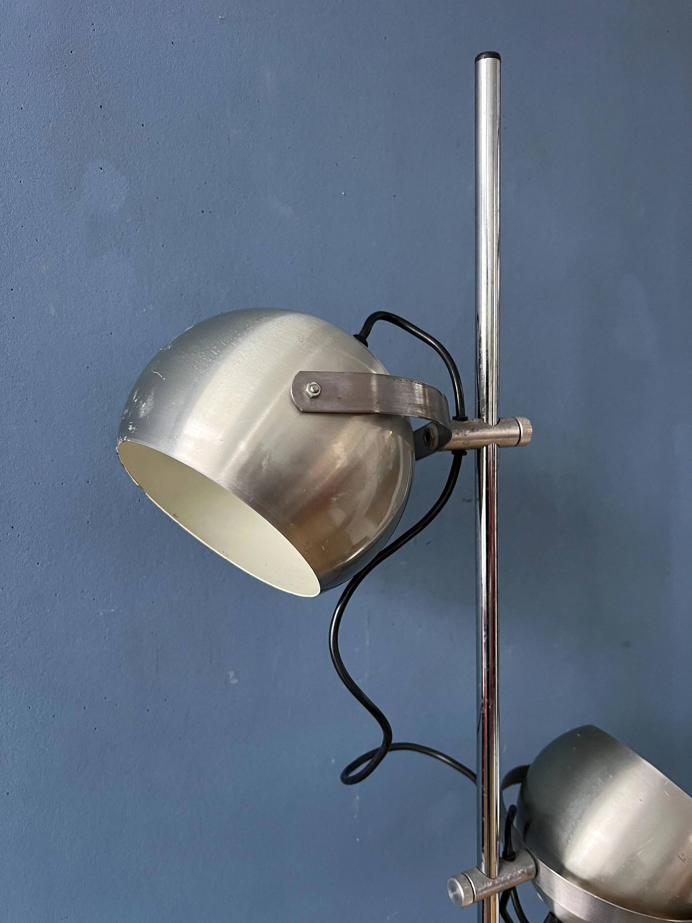 Mid-century vintage floor lamp Herda "Eyeball" in silver