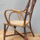 Fauteuil enfant 1890 châtaigner, rotin et velours damassé