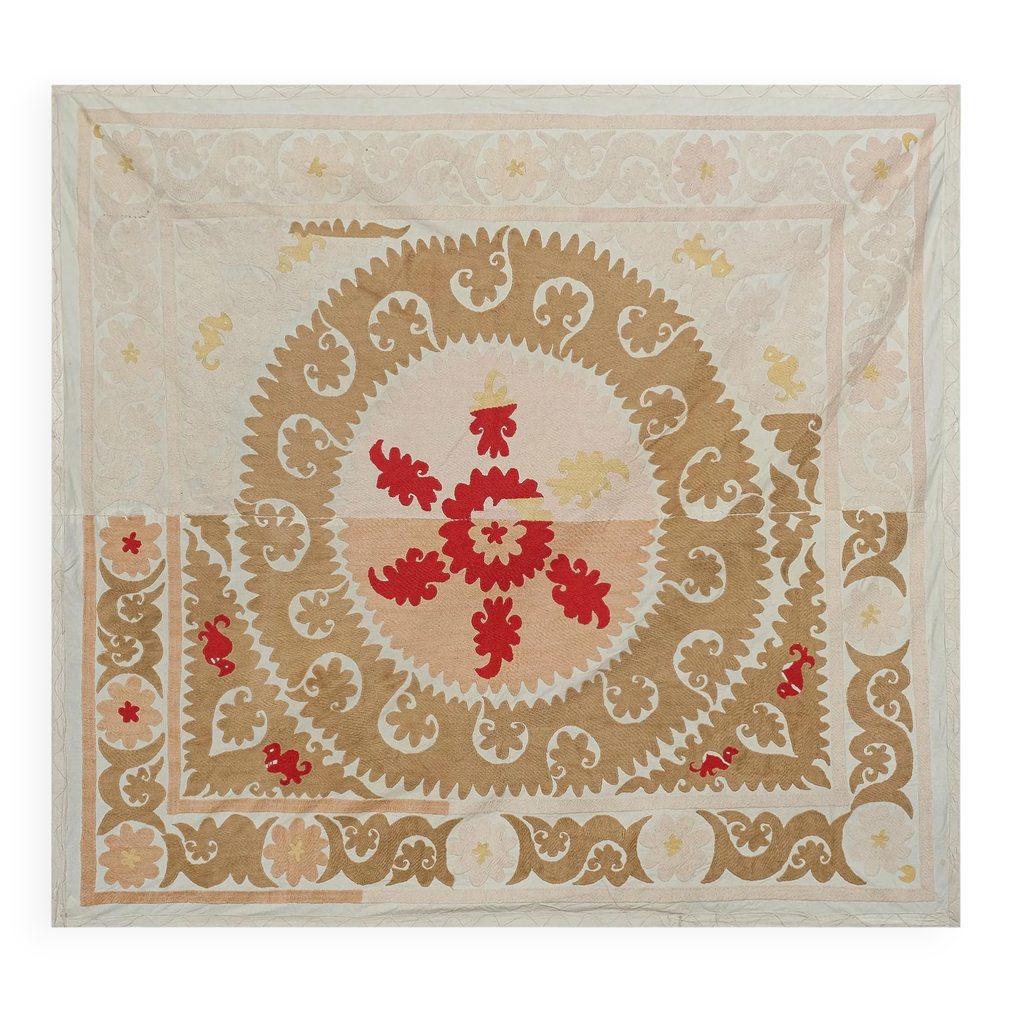 Vintage hand-embroidered tribal tapestry 153x166 cm