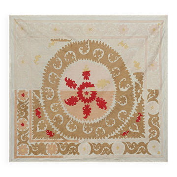 Vintage hand-embroidered tribal tapestry 153x166 cm