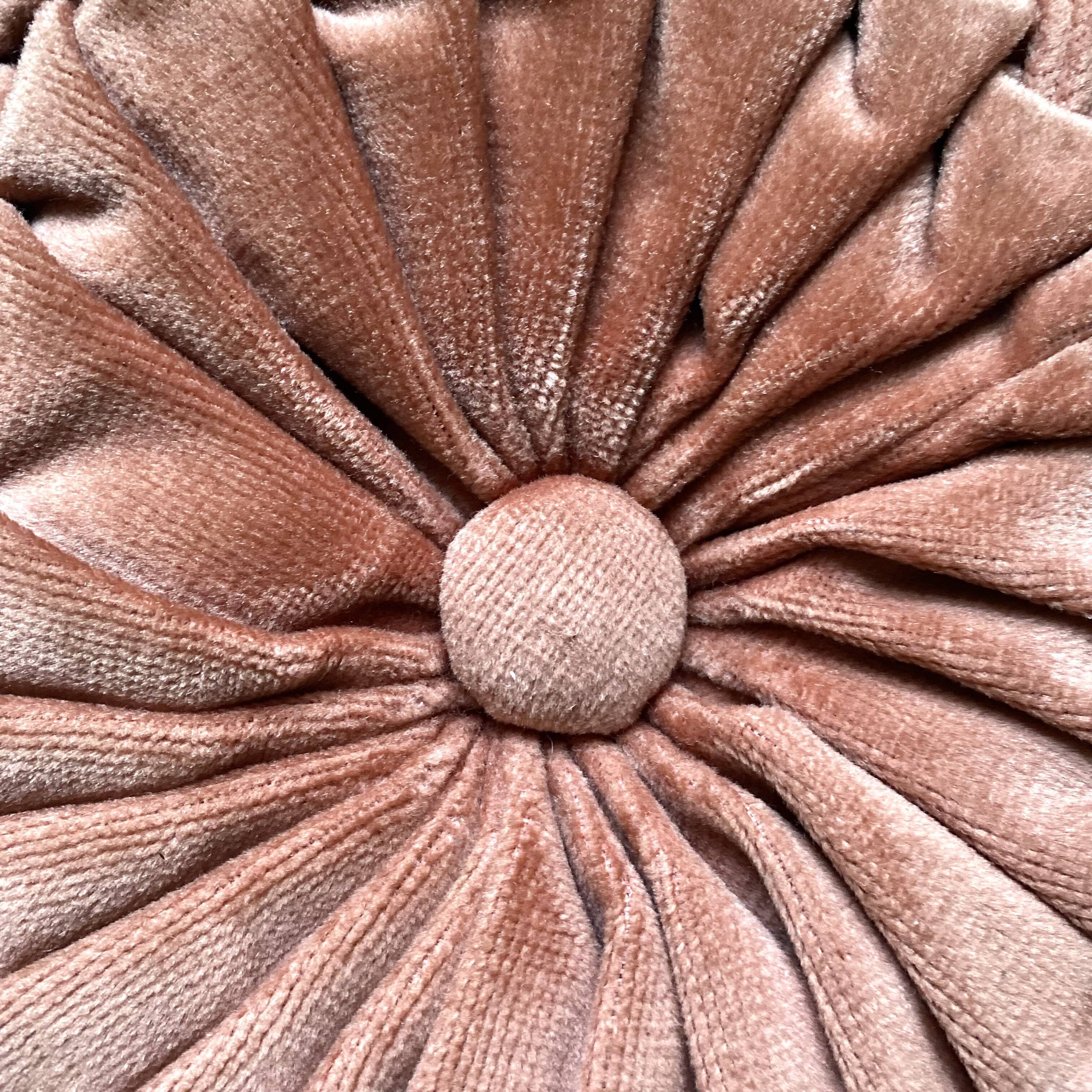 Vintage velvet cushion pleated round