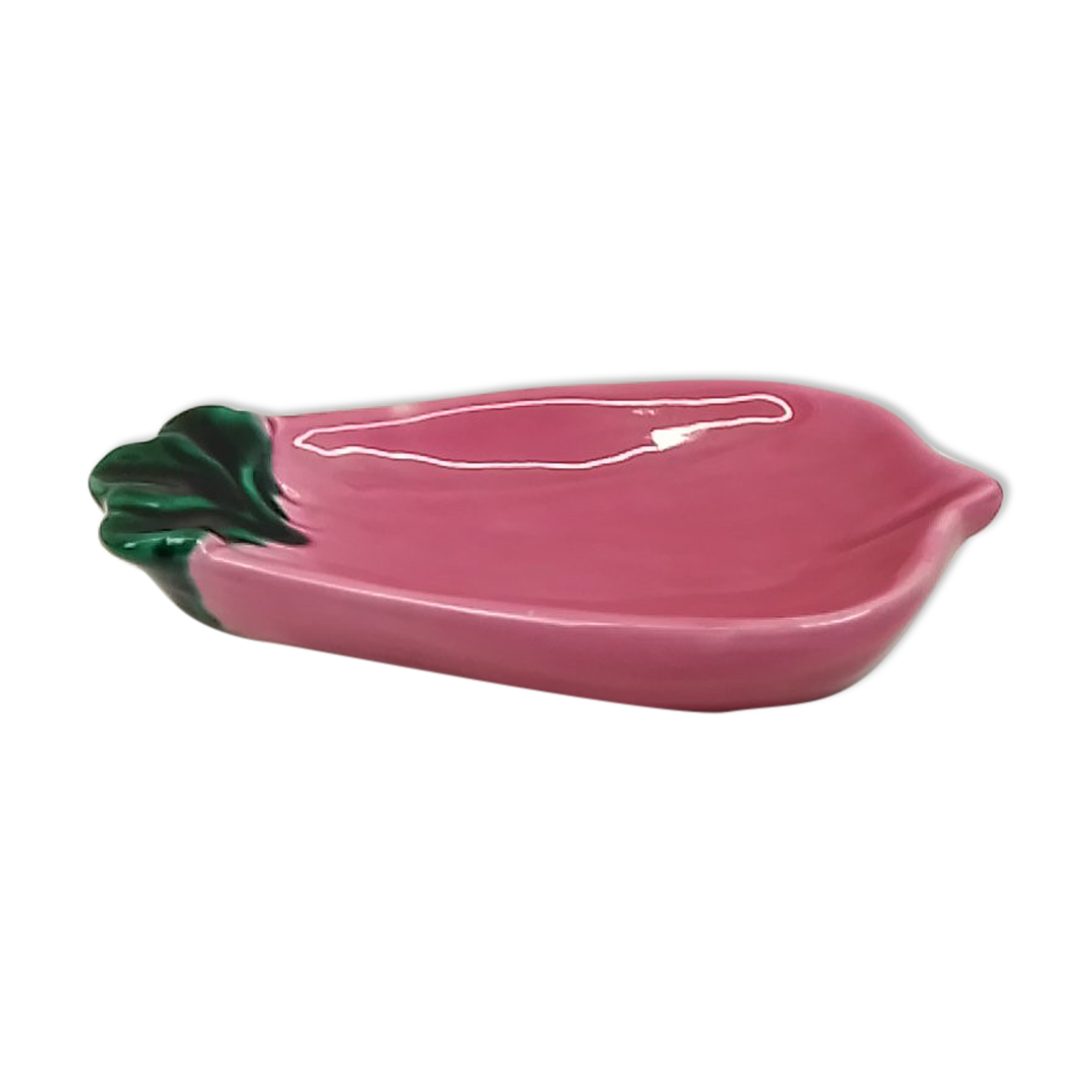 Pink and green serving dish Vallauris