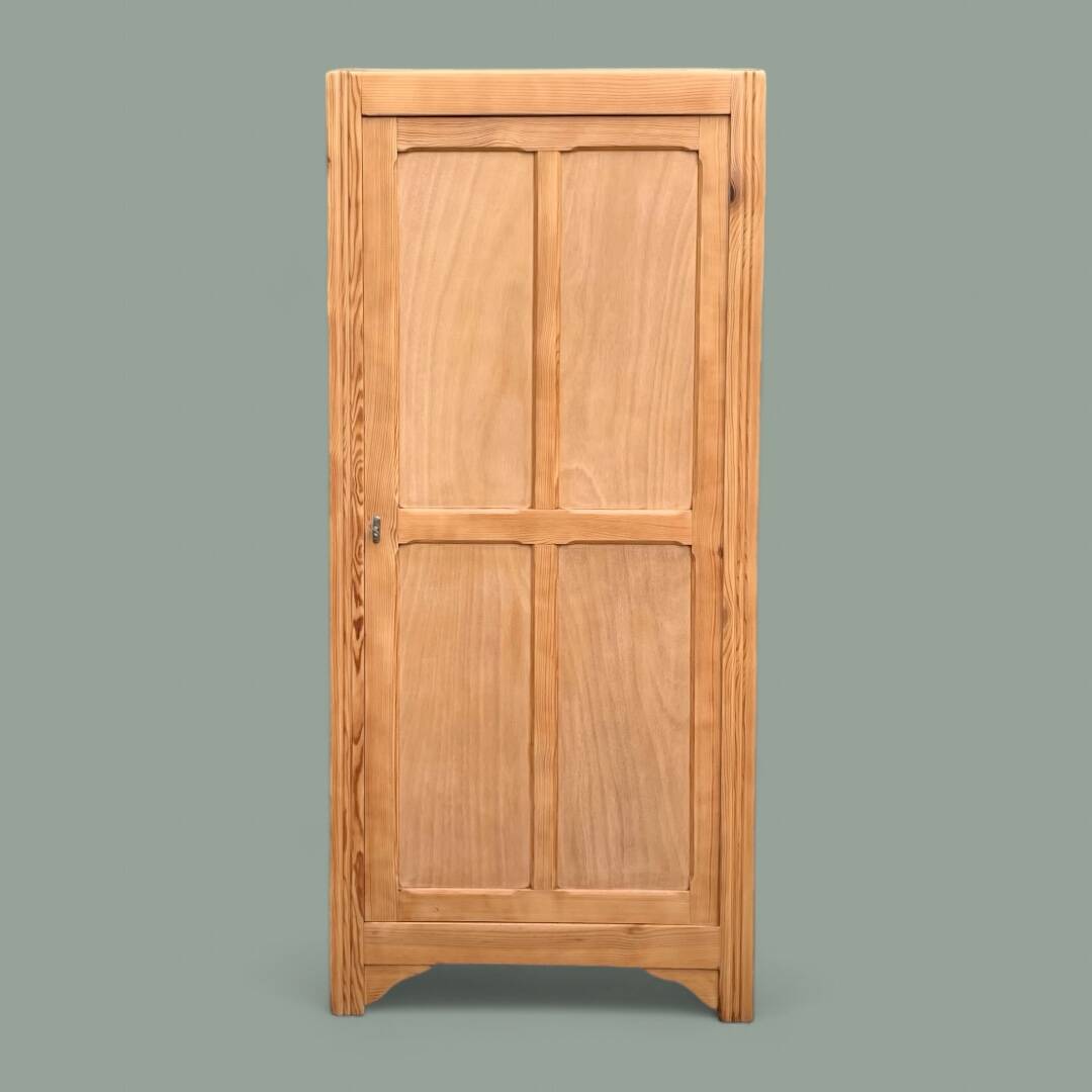 Parisian bonnet wardrobe, raw wood, 1950s