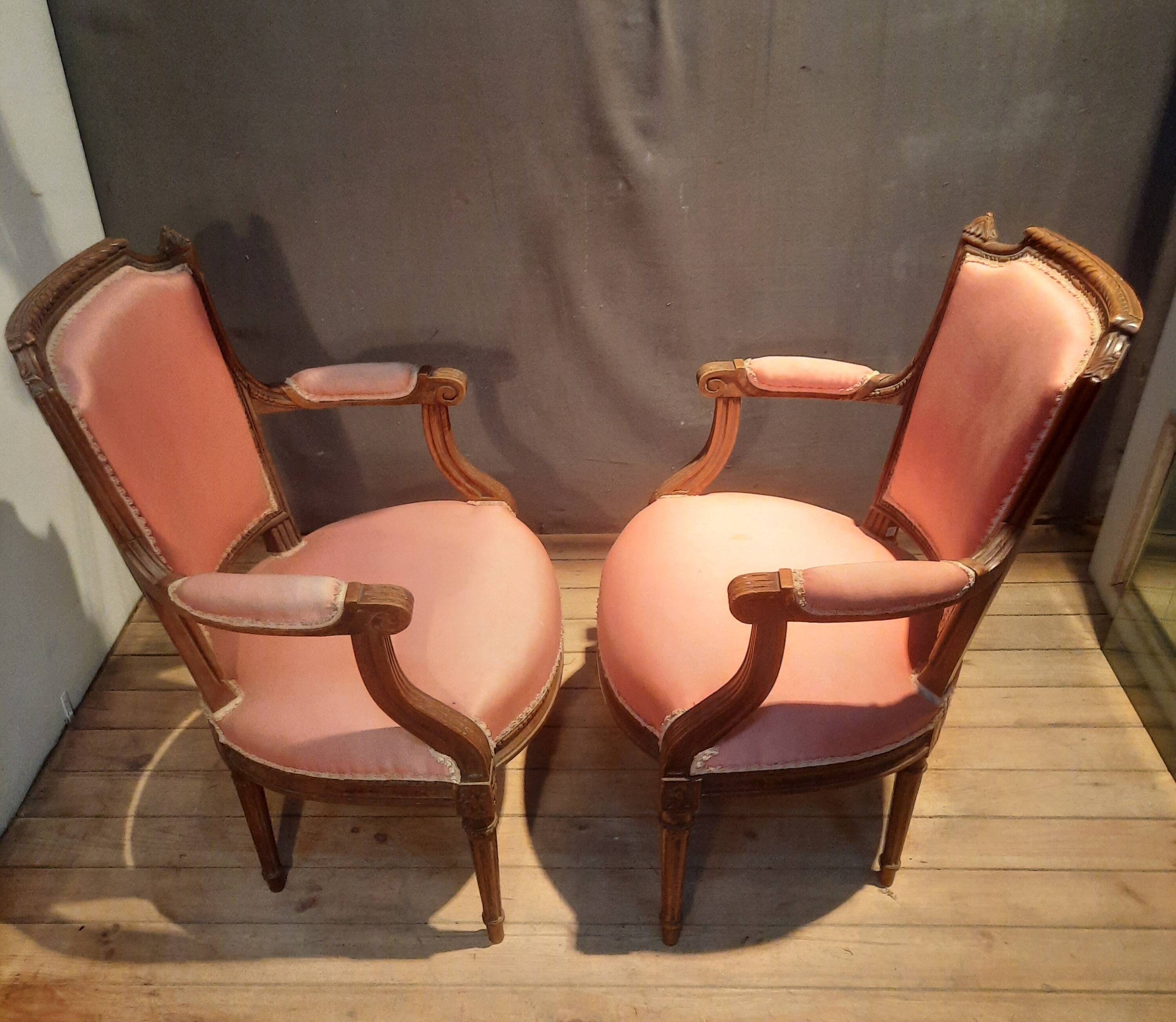 Pair of Louis XVI style armchairs