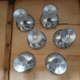 6 antique solid stainless steel ice cream cups