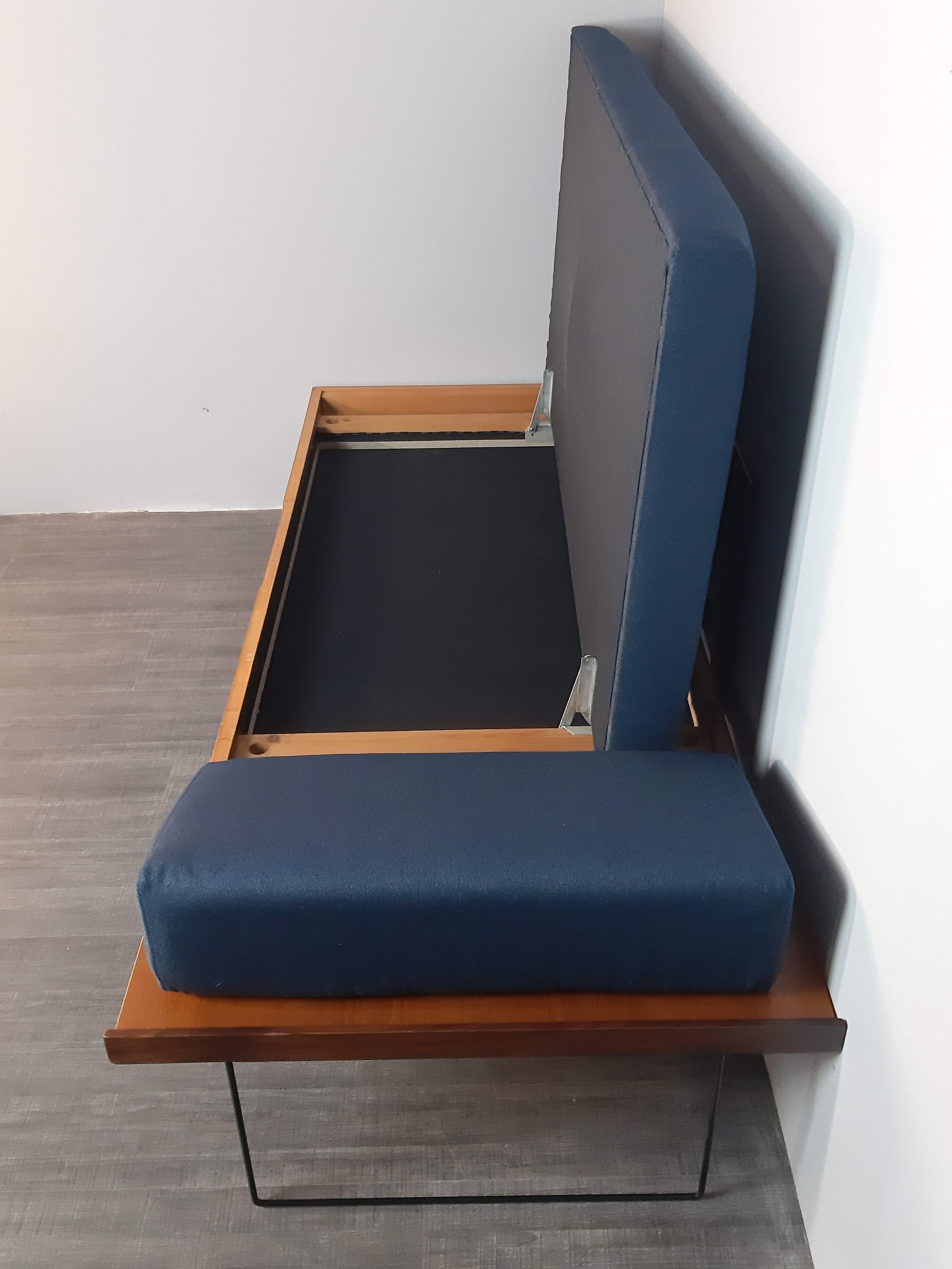Daybed teck blue fabric Ingmar Relling by Ekornes vintage scandinavian