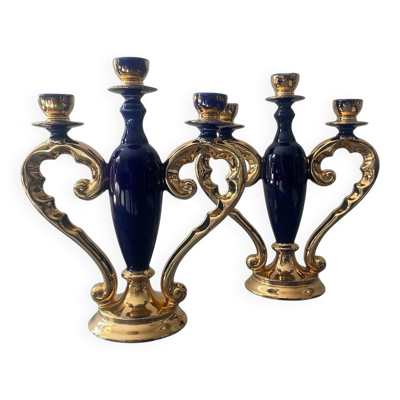 Paire de chandelier italiens en porcelaine, années 50