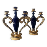 Pair of Italian porcelain candlesticks from the 1950s.