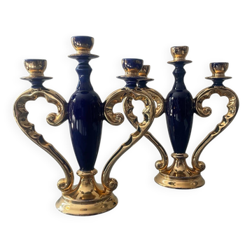 Pair of Italian porcelain candlesticks from the 1950s.