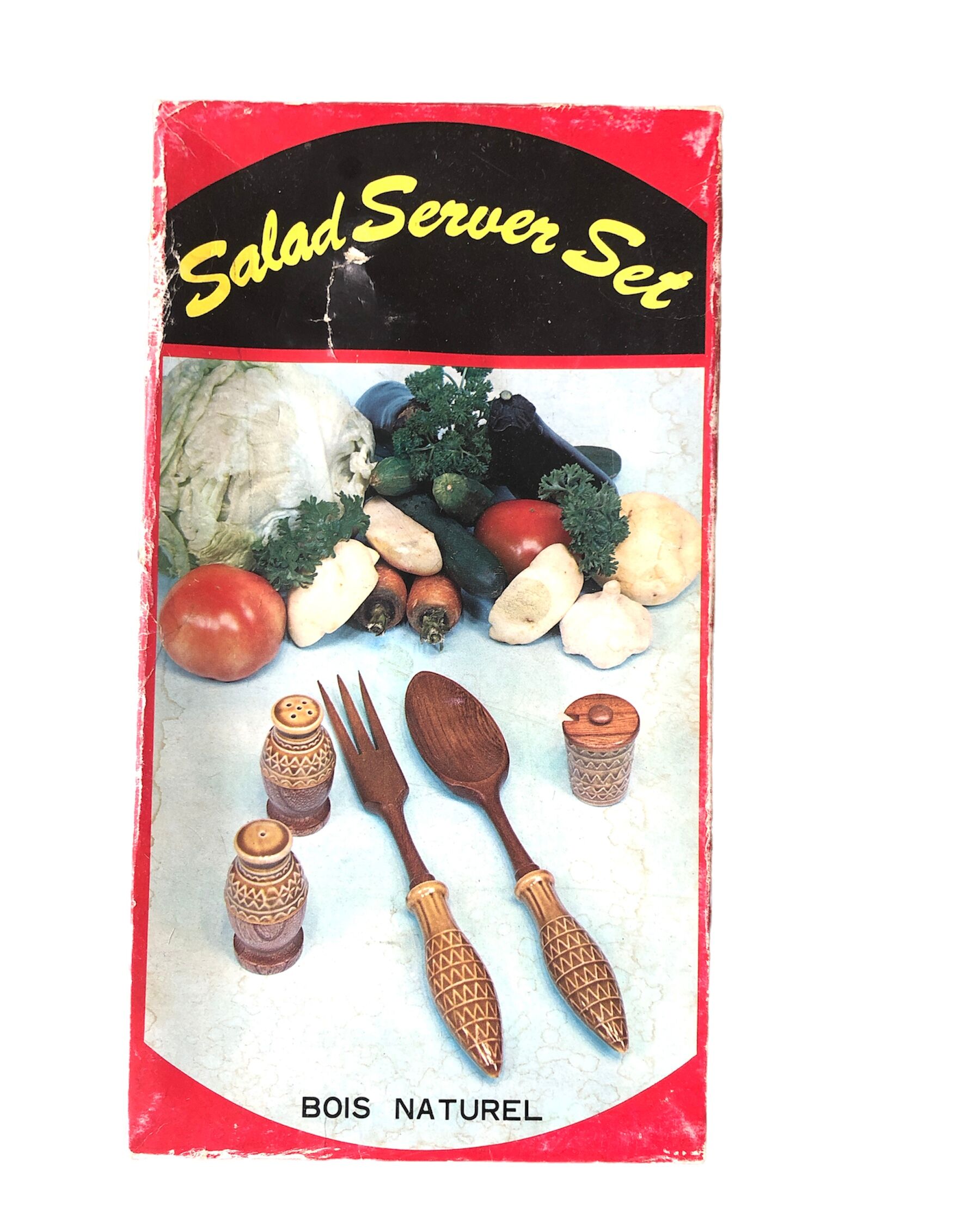 7 pieces ceramic and natural wood 70s