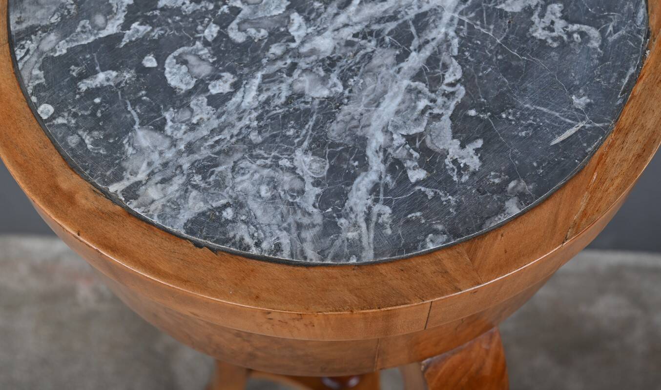 Cherrywood and marble pedestal table, Restoration period – early 19th century