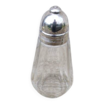 Saupoudreuse à sucre en verre et plaqué argent Christofle