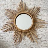 Vintage rattan sun mirror