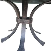 Brutalist wrought iron round coffee table with bronze-coloured top – 1970s