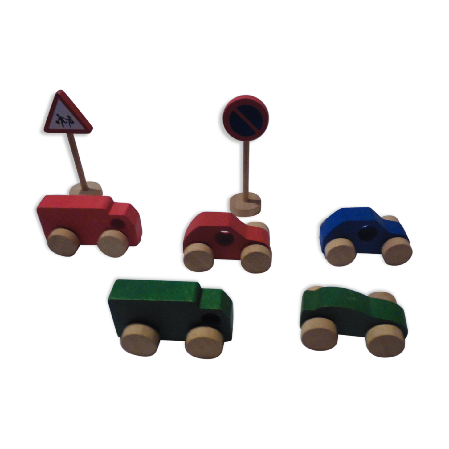 Ensemble de bolides en bois vintage