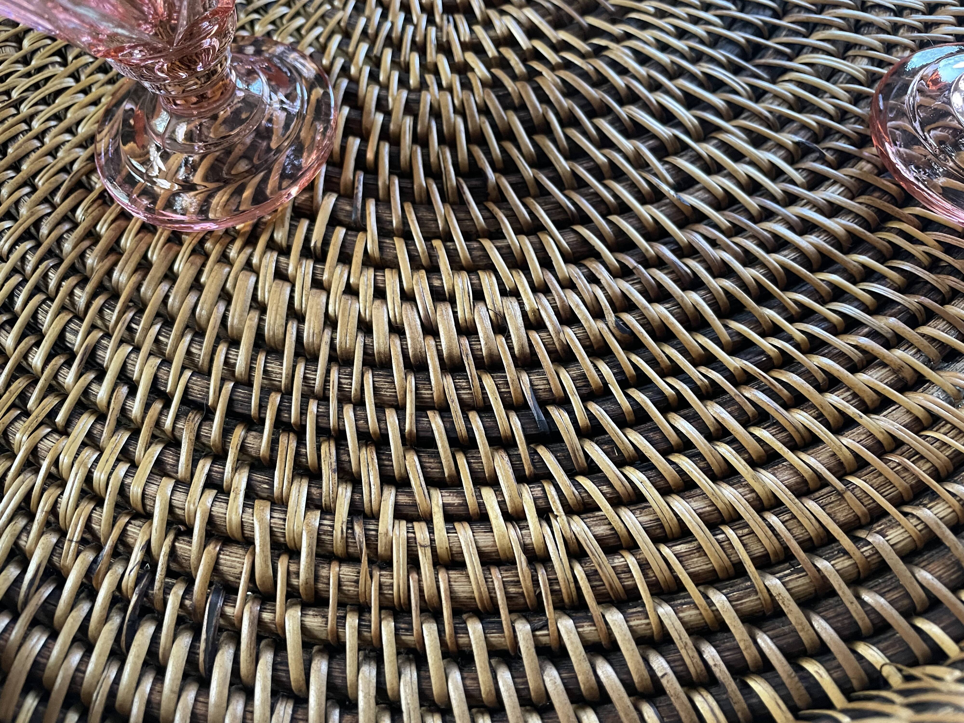 XXL woven rattan tray diameter 46 cm