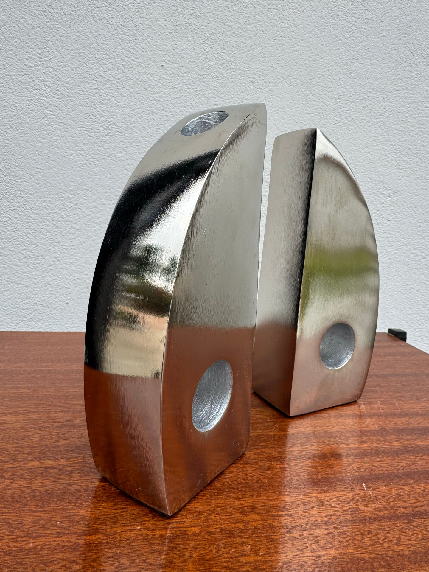 Bookends candle holders chrome aluminium