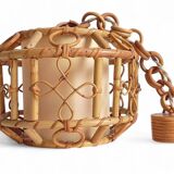 1960s Hand-Crafted Mid-Century Bamboo and Rattan Pendant Lamp, France