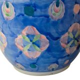 1930s Italian Hand-Painted Ceramic Planter - Vibrant Floral Motif