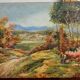 Oil painting on panel of a rural landscape, signed.