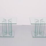 Pair of full Glass side tables or Sofa tables 1980s