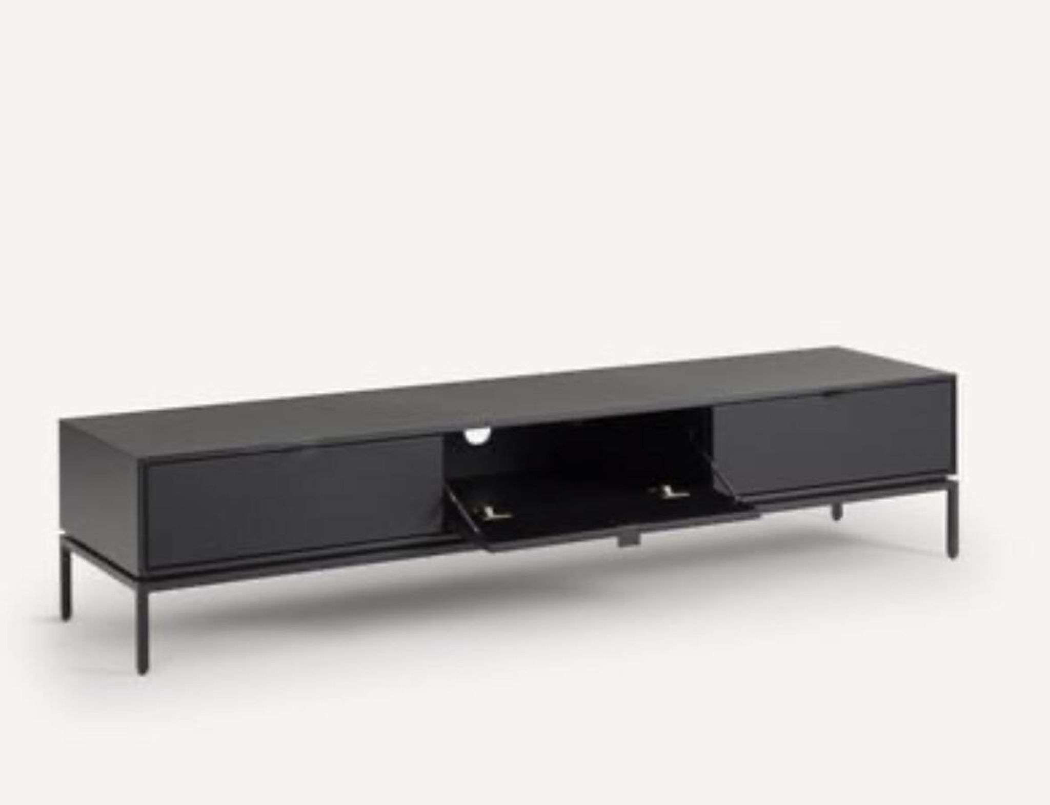 TV cabinet sideboard in metal, steel and leather, Réalto