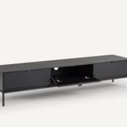 TV cabinet sideboard in metal, steel and leather, Réalto