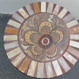round tiled coffee table with wrought iron legs restored 1970