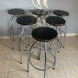 Six industrial bar stools