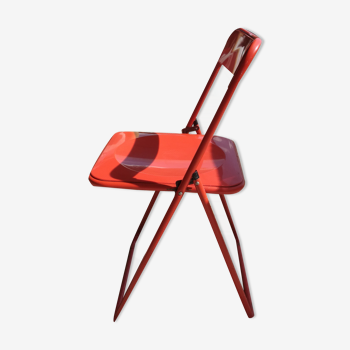Vintage orange plastic folding chair