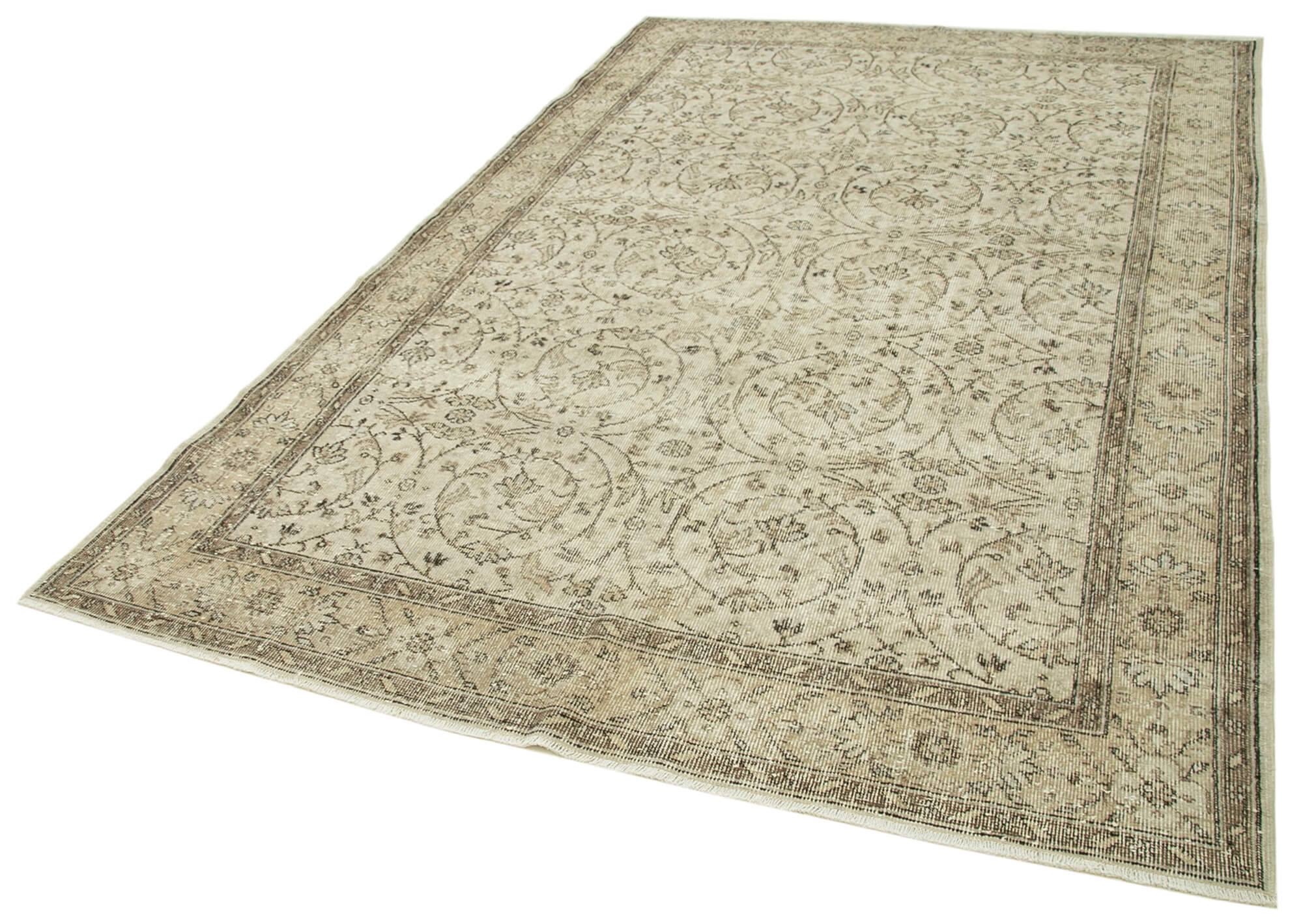 Hand-knotted one-of-a-kind turkish beige carpet 190 cm x 297 cm