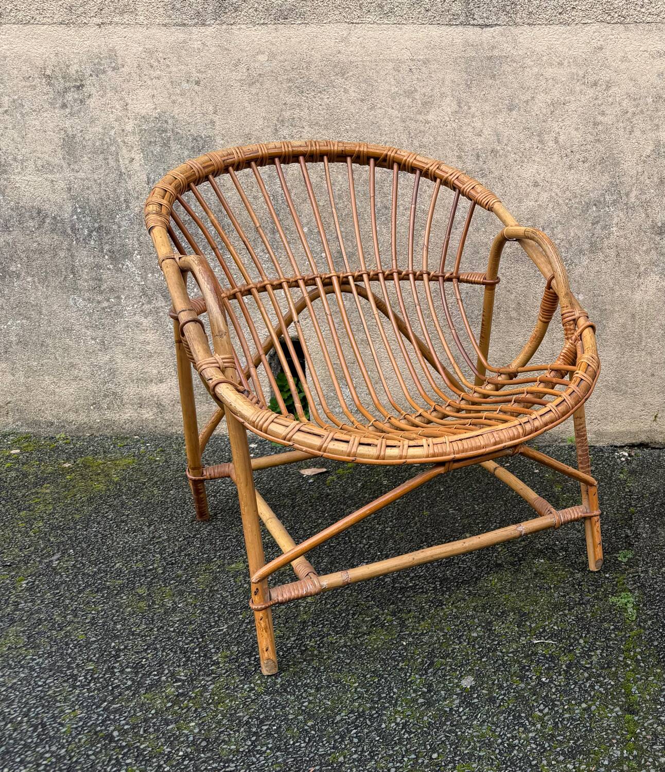 Fauteuil corbeille rotin