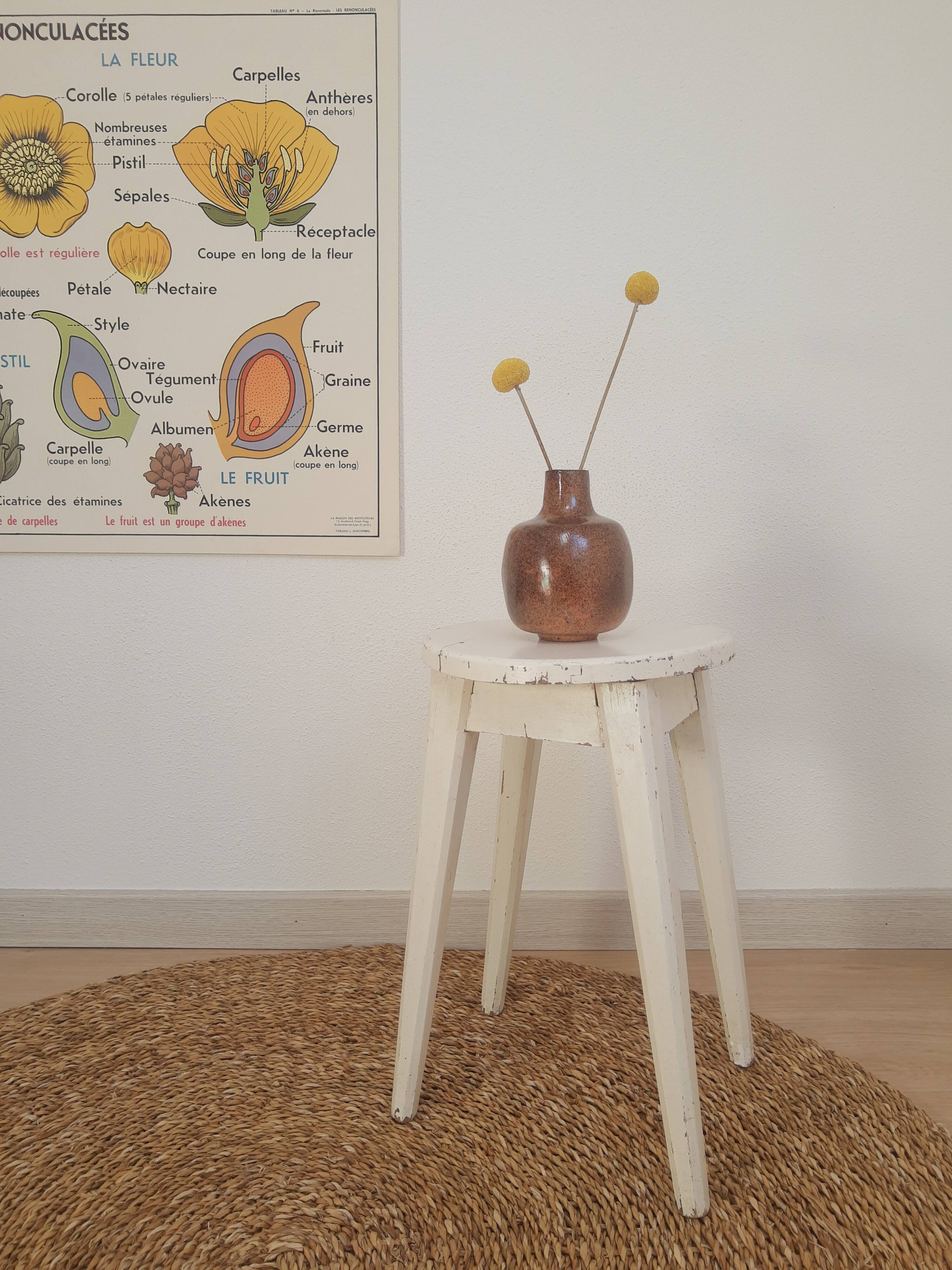 Vintage white farm stool