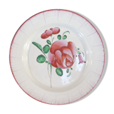 Plate in Faience de l'est pink red 19th LUNEVILLE ISLETTES ST CLEMENT nº1