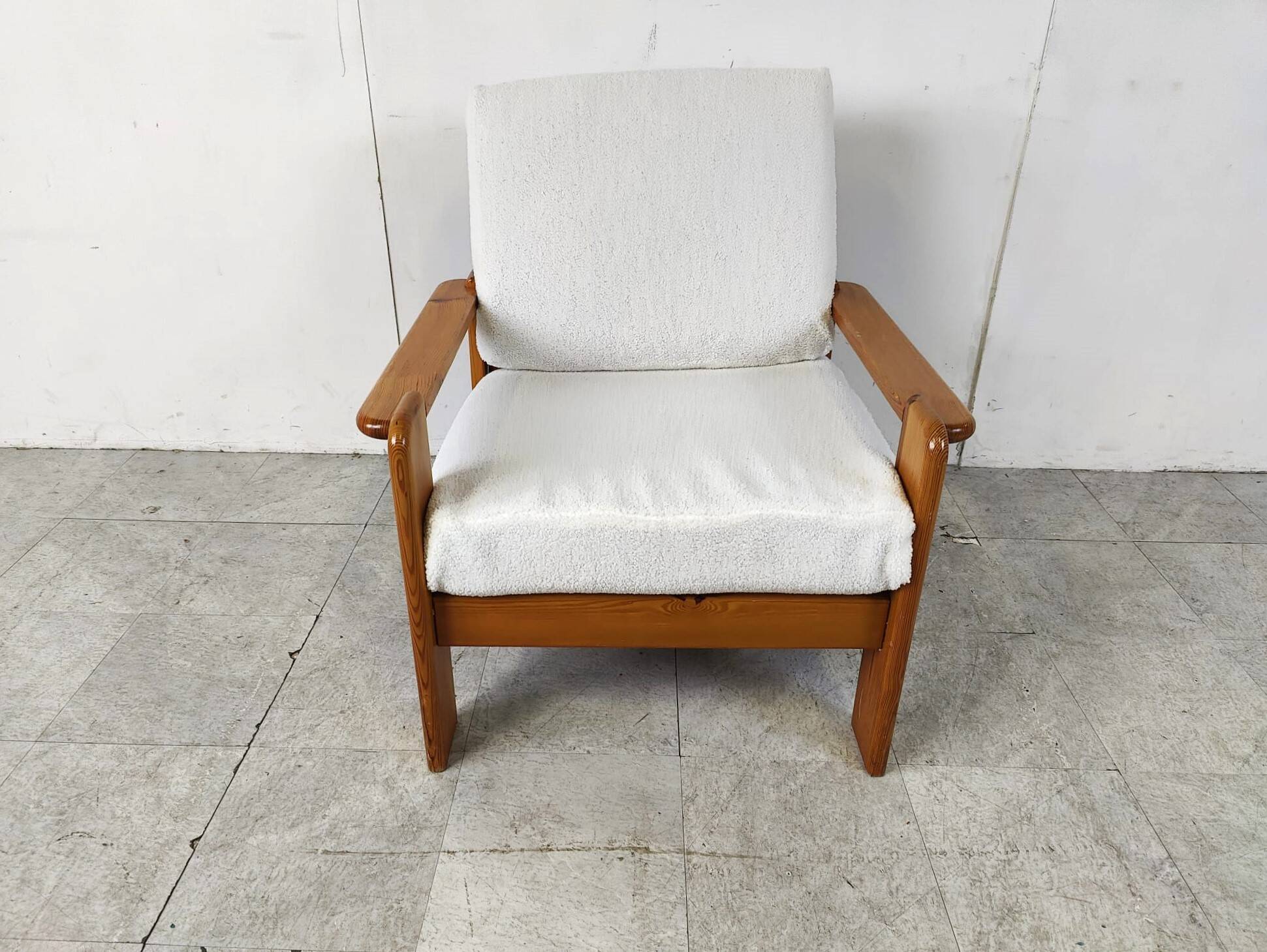 Vintage pine wood armchair, 1960s