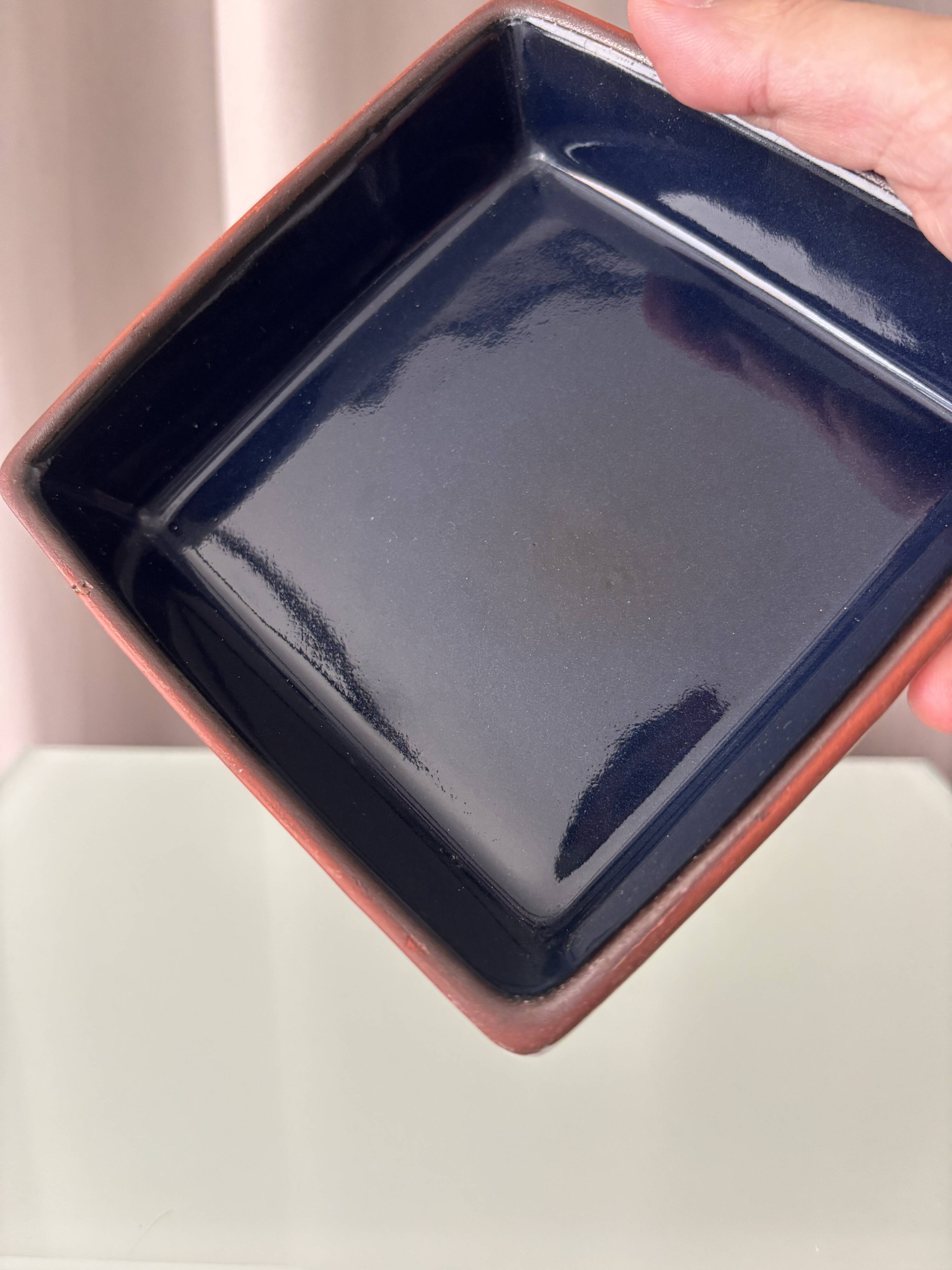 Vintage Ceramic Ashtray / Catchall Tray | Deep Navy Blue & White