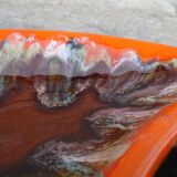 Paire de plats vintage français en faïence de Vallauris à glaçure orange