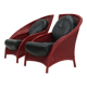 Set of 2 Sculptural Lounge Chairs in Red Lacquered Rattan 1970s