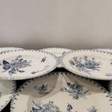 Assiette creuse en céramique de Sarreguemines , modèle Flore en bleu vendu à l'unité